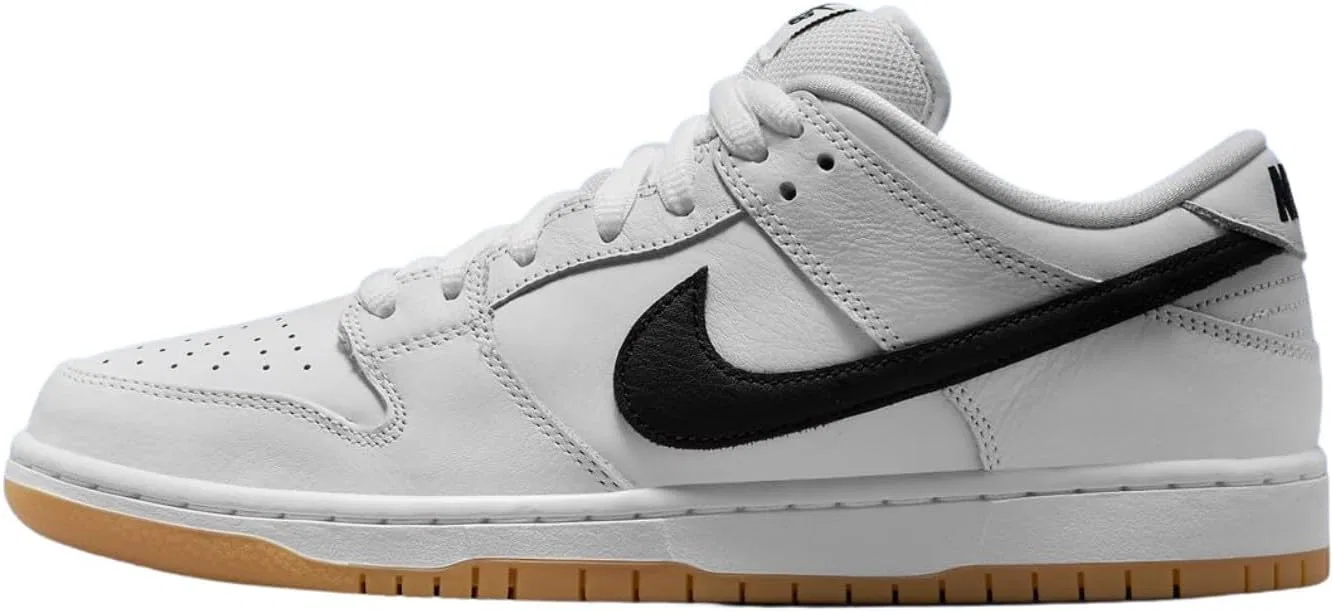 Кроссовки для скейтбординга Nike SB Dunk Low Pro, кожаные, белый/черный/светло-коричневый