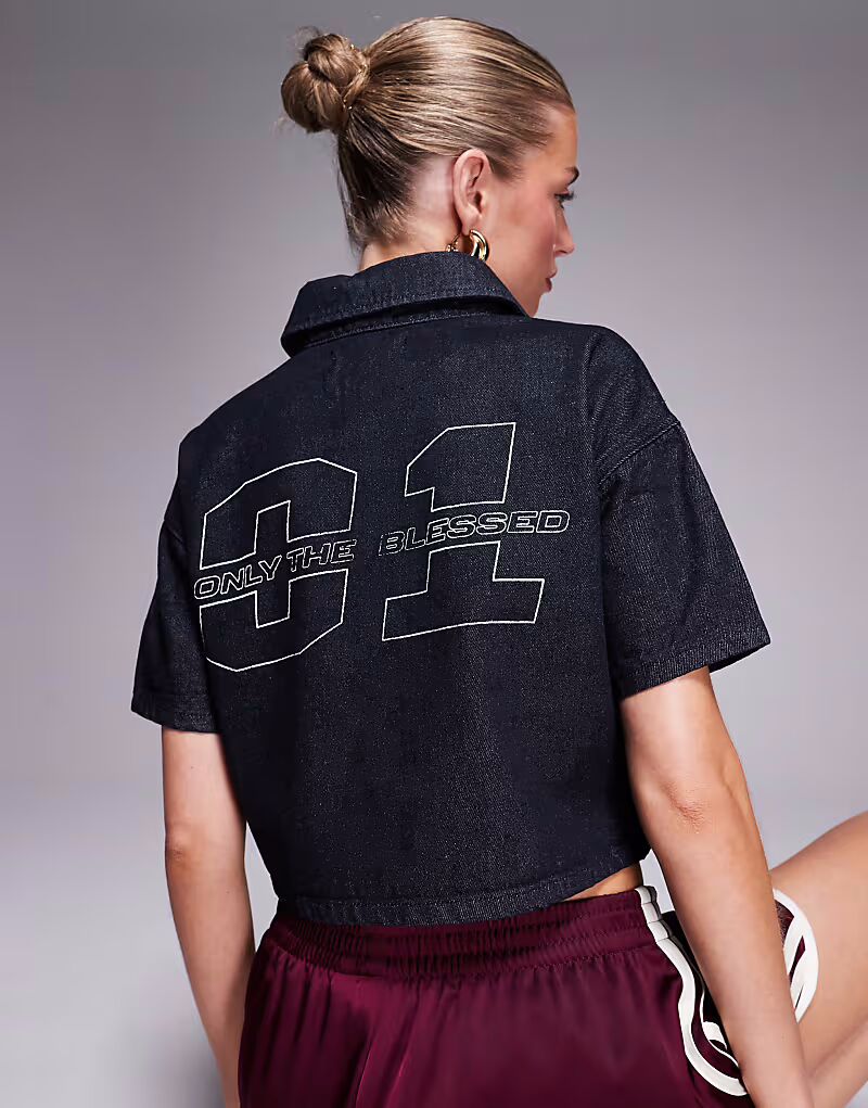 

Рубашка свободного кроя из необработанного денима Liquor N Poker