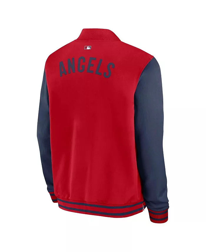 Мужская бомбер-куртка с полной застежкой-молнией Los Angeles Authentic Collection Dugout в красно-синем цвете Nike — фото 2