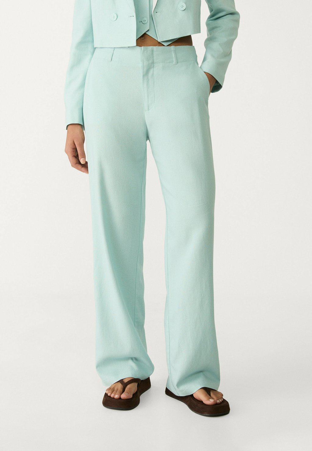 

Брюки FLOWING STRAIGHT-LEG Stradivarius, бирюзовый