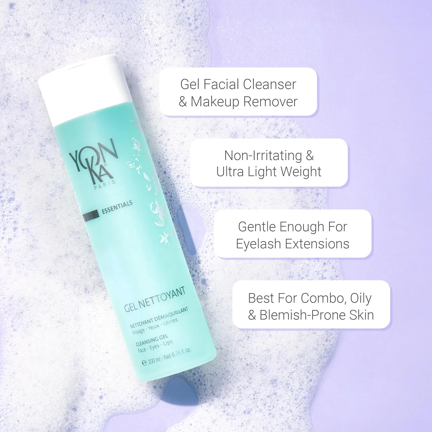 Набор Yon-Ka Gel Nettoyant и Guarana Scrub, пенка для умывания и скраб для лица, для нормальной и проблемной кожи, 2 шт, 200 мл и 53 г Yonka, red — фото 4