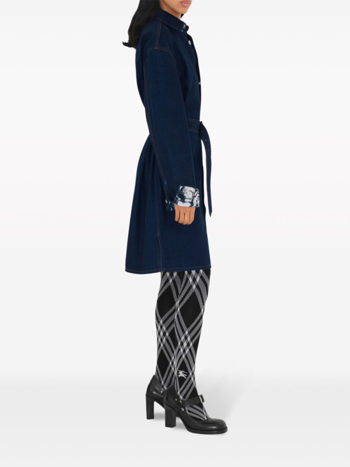 Платье-рубашка Burberry Japanese джинсовое с поясом, синий — фото 3