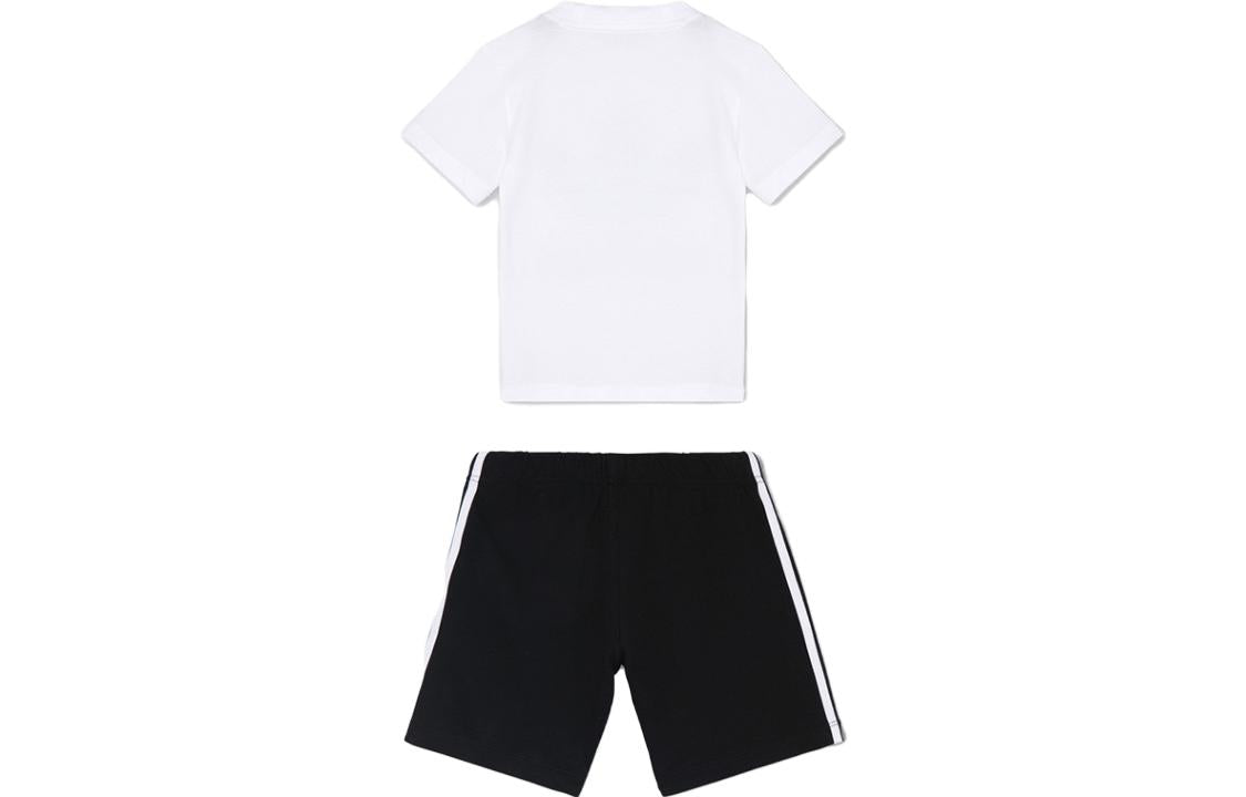 (TD) Комплект из шорт и футболки Adidas Trefoil, цвет «Белый-черный» — фото 2