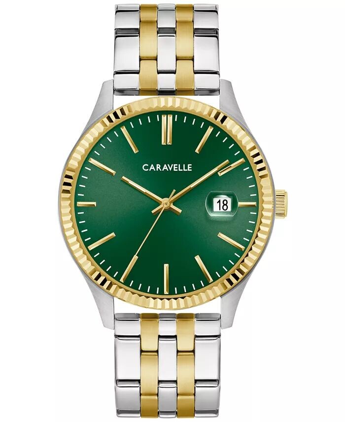 

Мужские двухцветные часы-браслет из нержавеющей стали, 41 мм Caravelle