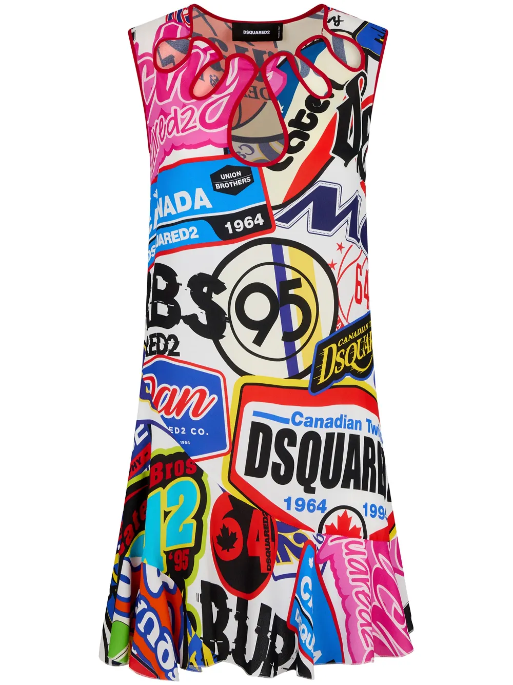 

Платье мини с графичным принтом DSQUARED2, розовый