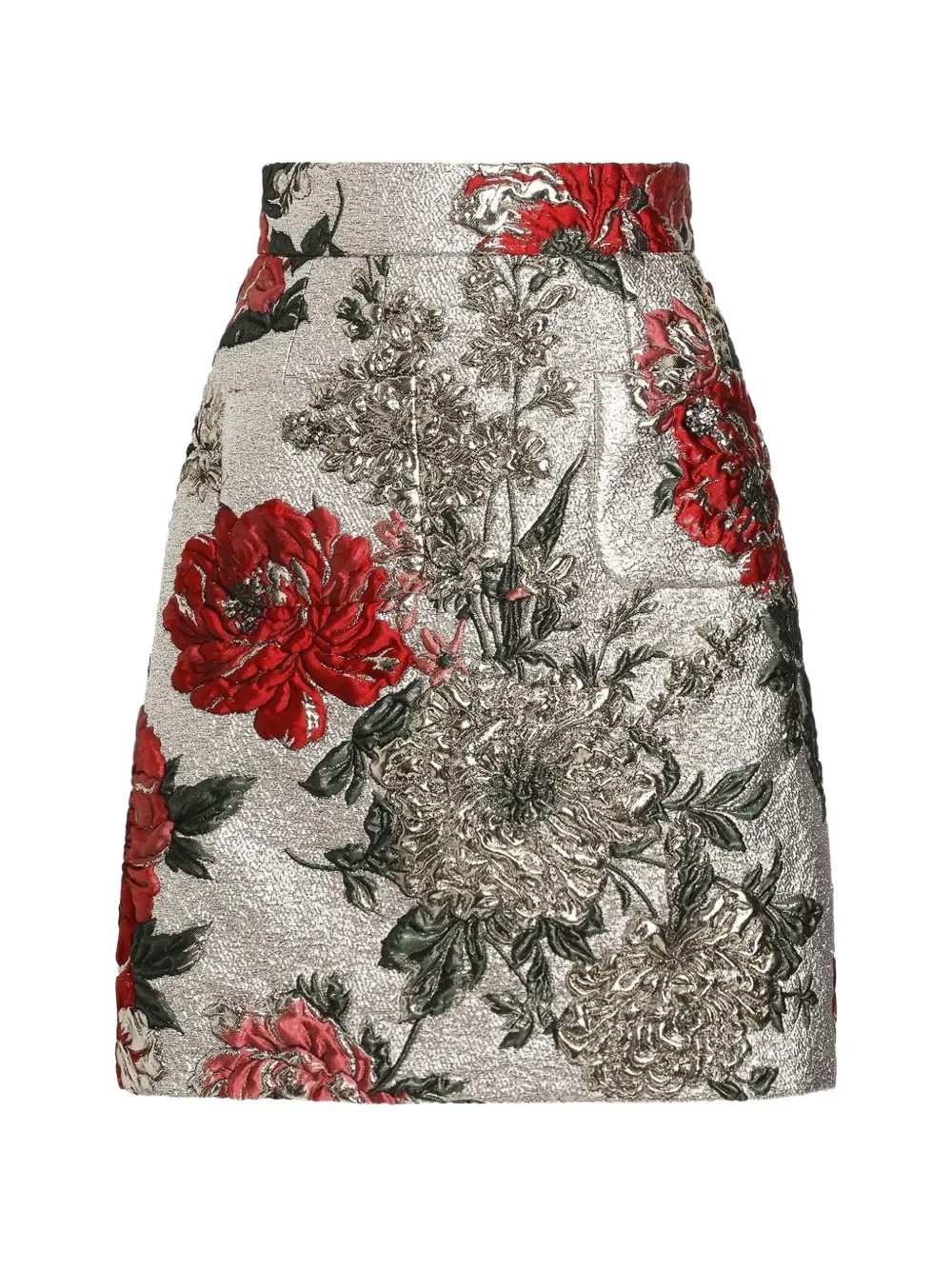 Мини-юбка с цветочной вышивкой DOLCE & GABBANA, серебряный