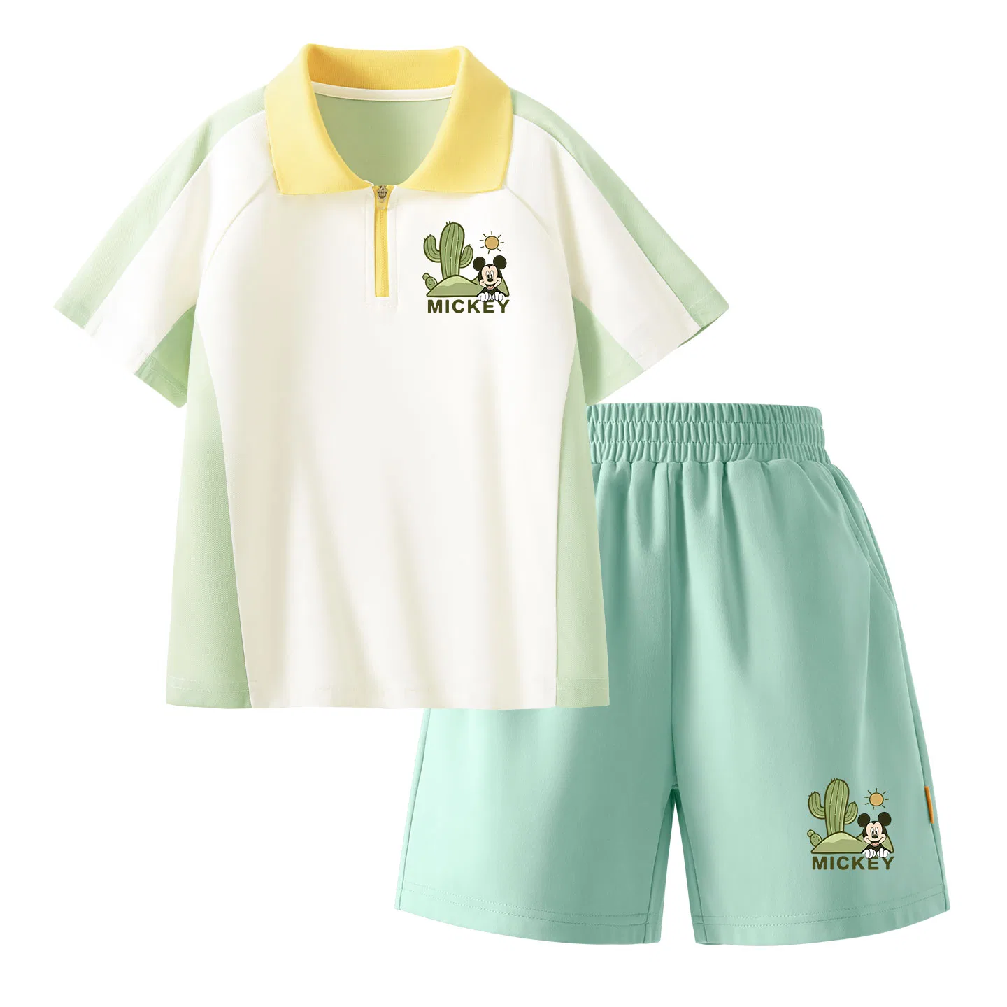 Детское спортивное поло с воротником Disney, Diziqi K Vanilla Green+Diziqui K_Bottom Sweet Pear Green