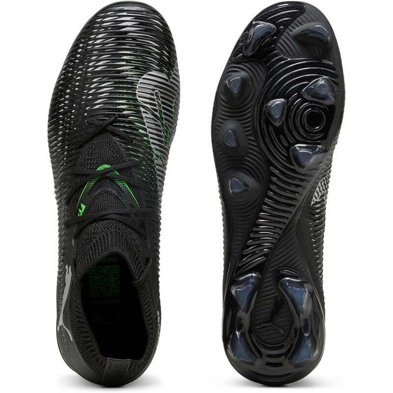 Футбольные бутсы для газона Future 8 Match FG/AG Puma, цвет puma black-puma silver-fluo green — фото 2
