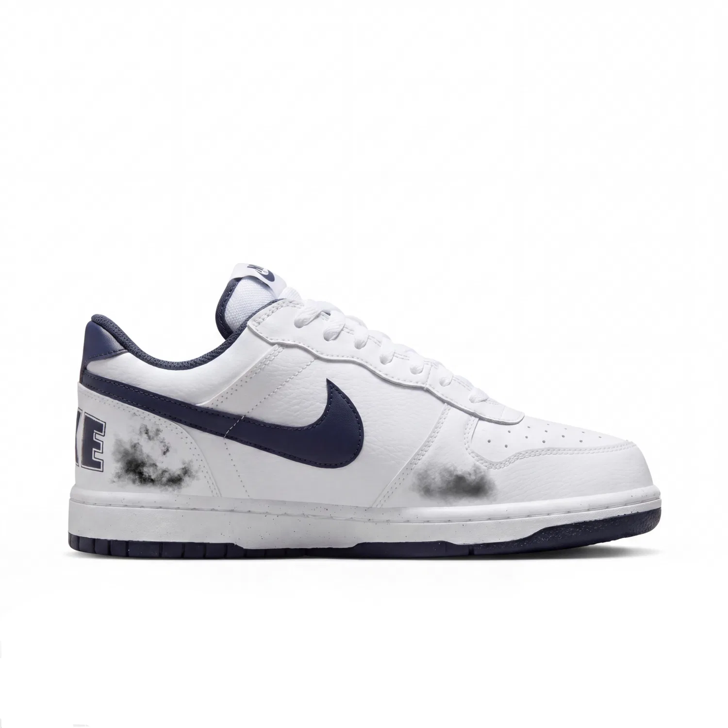 Кроссовки кеды с ручной росписью Nike Big Low Ink Bamboo White Blue — фото 3