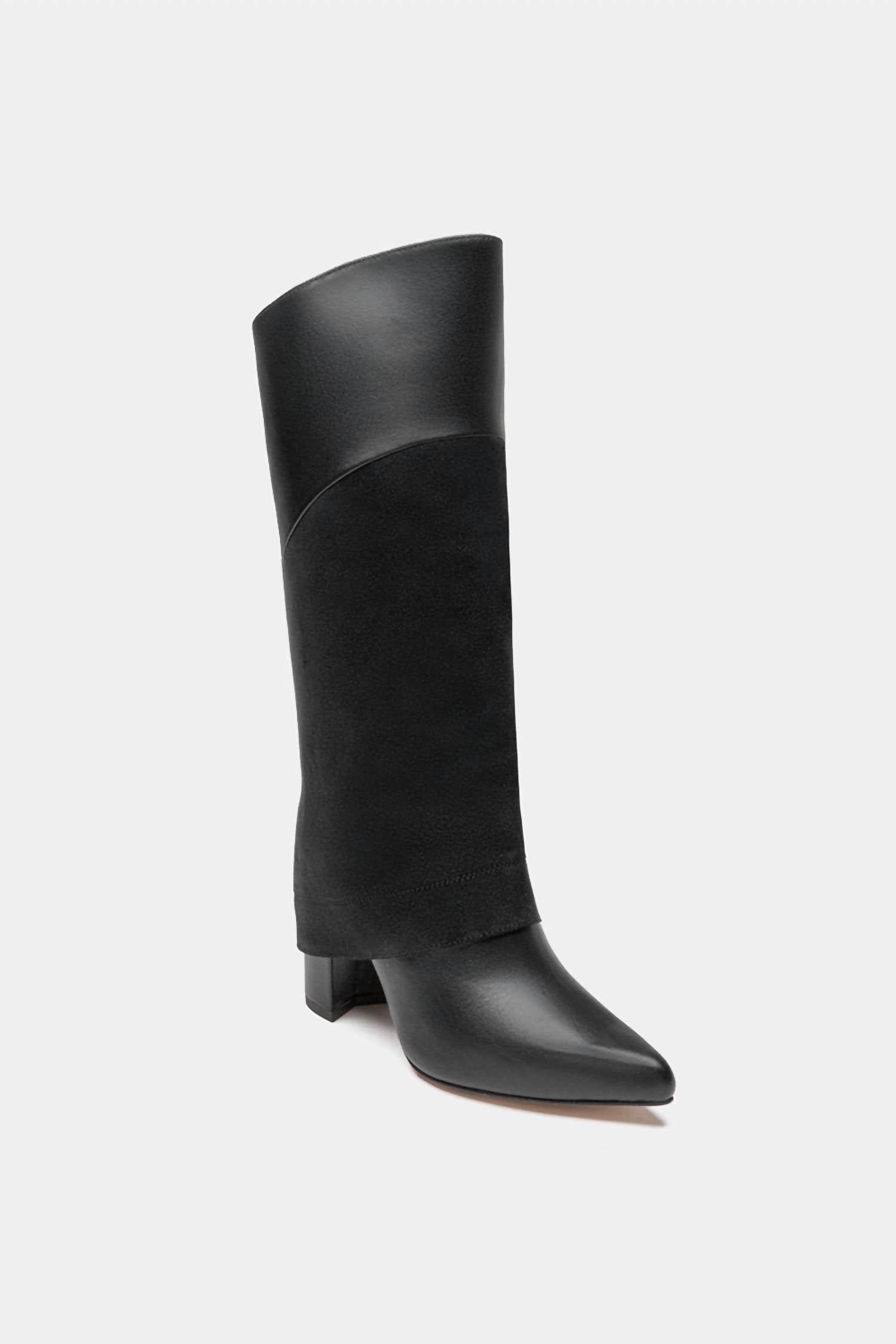 Женские высокие кожаные ботинки с накладками черные Dante Shoes — фото 2