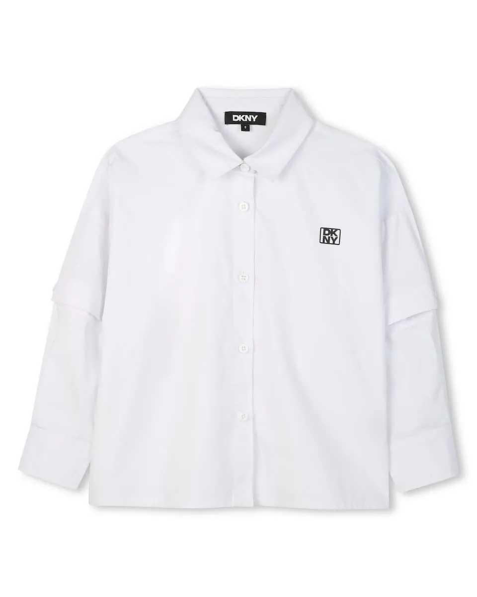 

Детская хлопковая рубашка DKNY, белый
