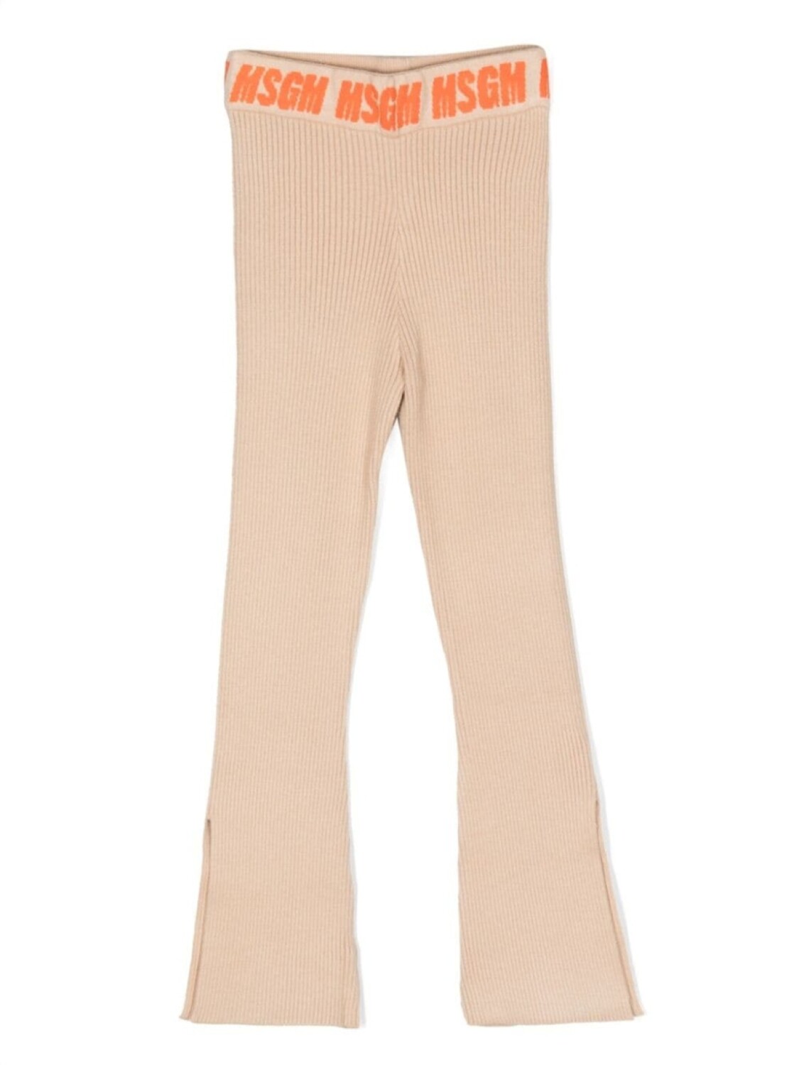 

Брюки в рубчик с логотипом MSGM Kids, бежевый