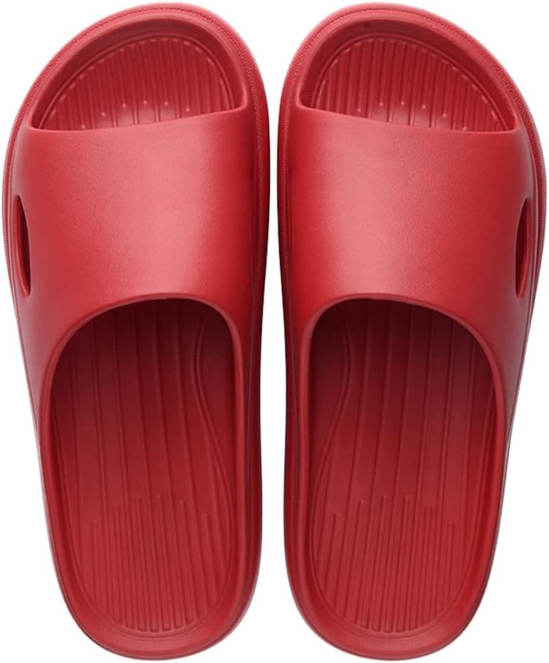 

Женские и мужские шлепанцы Rojeam с открытым носком для душа, домашние сандалии для ванной, красный