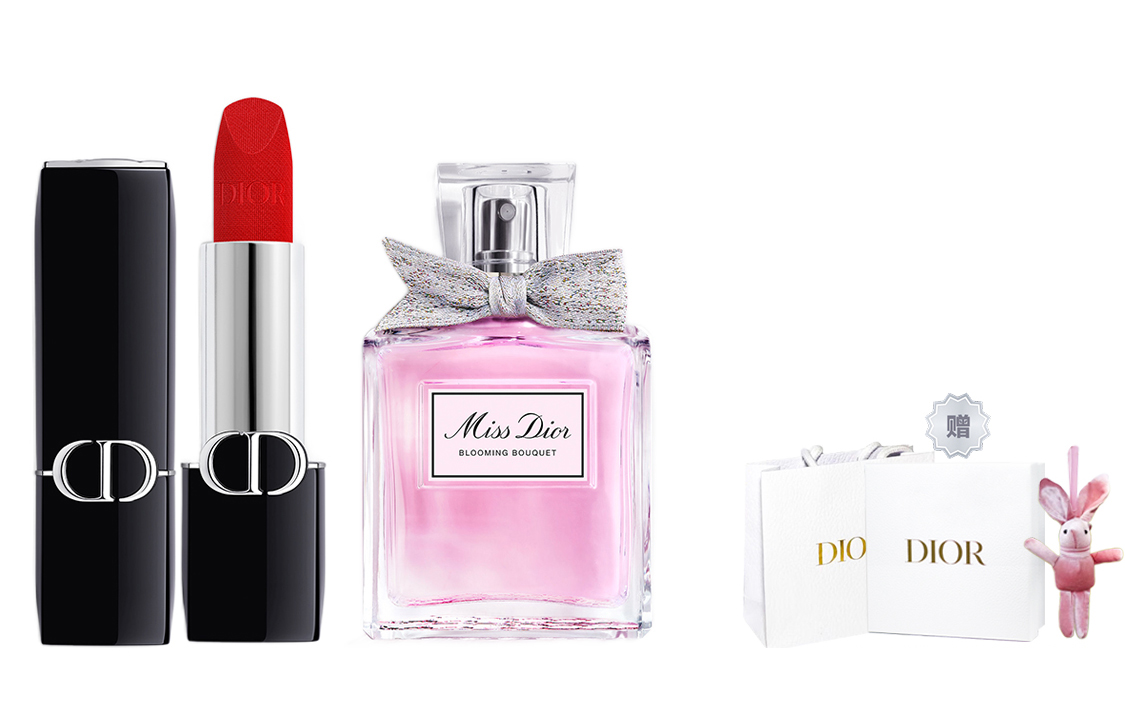 Подарочный набор Christian Dior: туалетная вода Miss Dior Blooming Bouquet, 30 мл + губная помада Dior Rouge Dior Velvet Lipstick 999 — фото 4