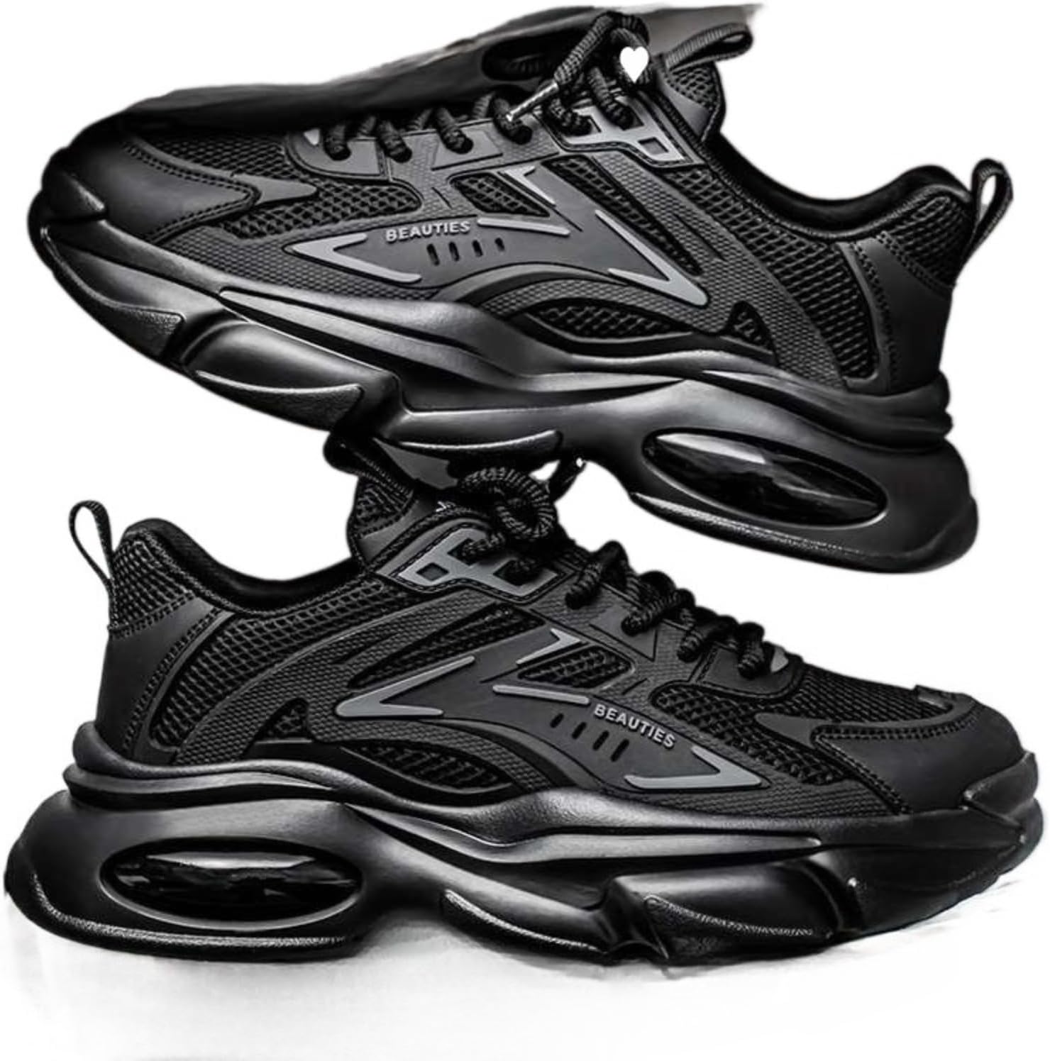 

Мужские дышащие кроссовки с сеткой и толстой подошвой - кроссовки-«папа» на платформе, повседневные спортивные беговые кроссовки с верхом из нескольких материалов Azttoztto, черный