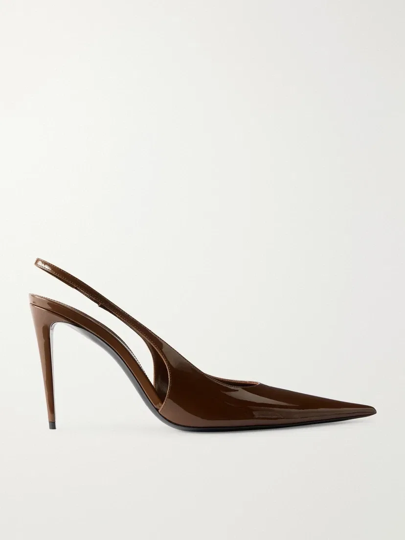 Туфли-слингбэки Guermanted из кожи SAINT LAURENT, коричневый