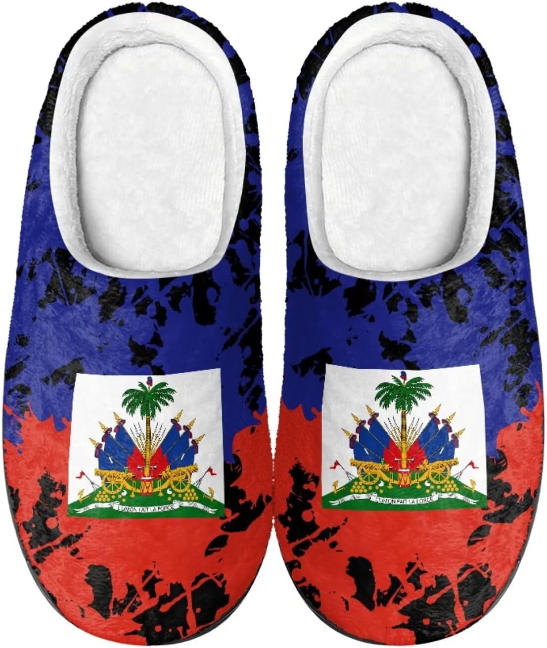 

Унисекс домашние тапочки Howilath с принтом флага страны, из фланели, с мягкой пушистой подкладкой, теплые хлопковые тапочки, Haiti Flag