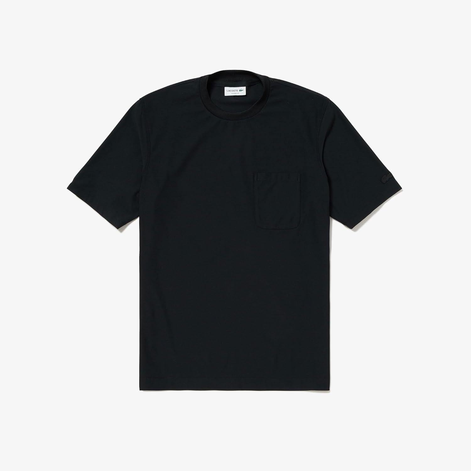 Мужская футболка Lacoste с карманом, быстросохнущая, эластичная, из эластичного материала, черный — фото 4