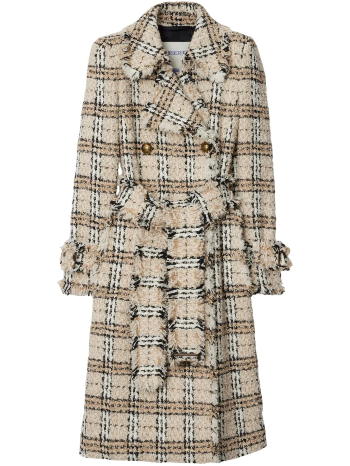 

Пальто из букле в клетку Burberry Check, нейтральный