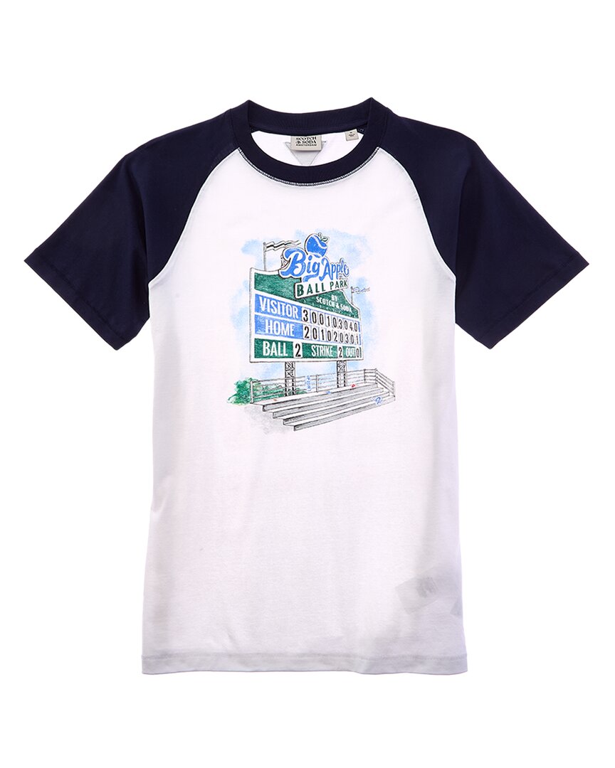 

Футболка-реглан с кольцевым воротничком Scotch & Soda, белый