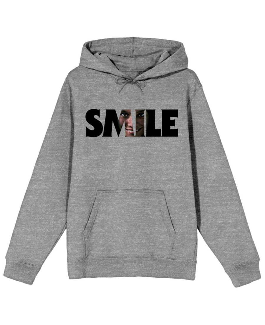 

Толстовка с длинными рукавами и капюшоном, размер XL, спортивная, с надписью "Text With Hidden Face" (текст, скрытое лицо) Smile, Gray