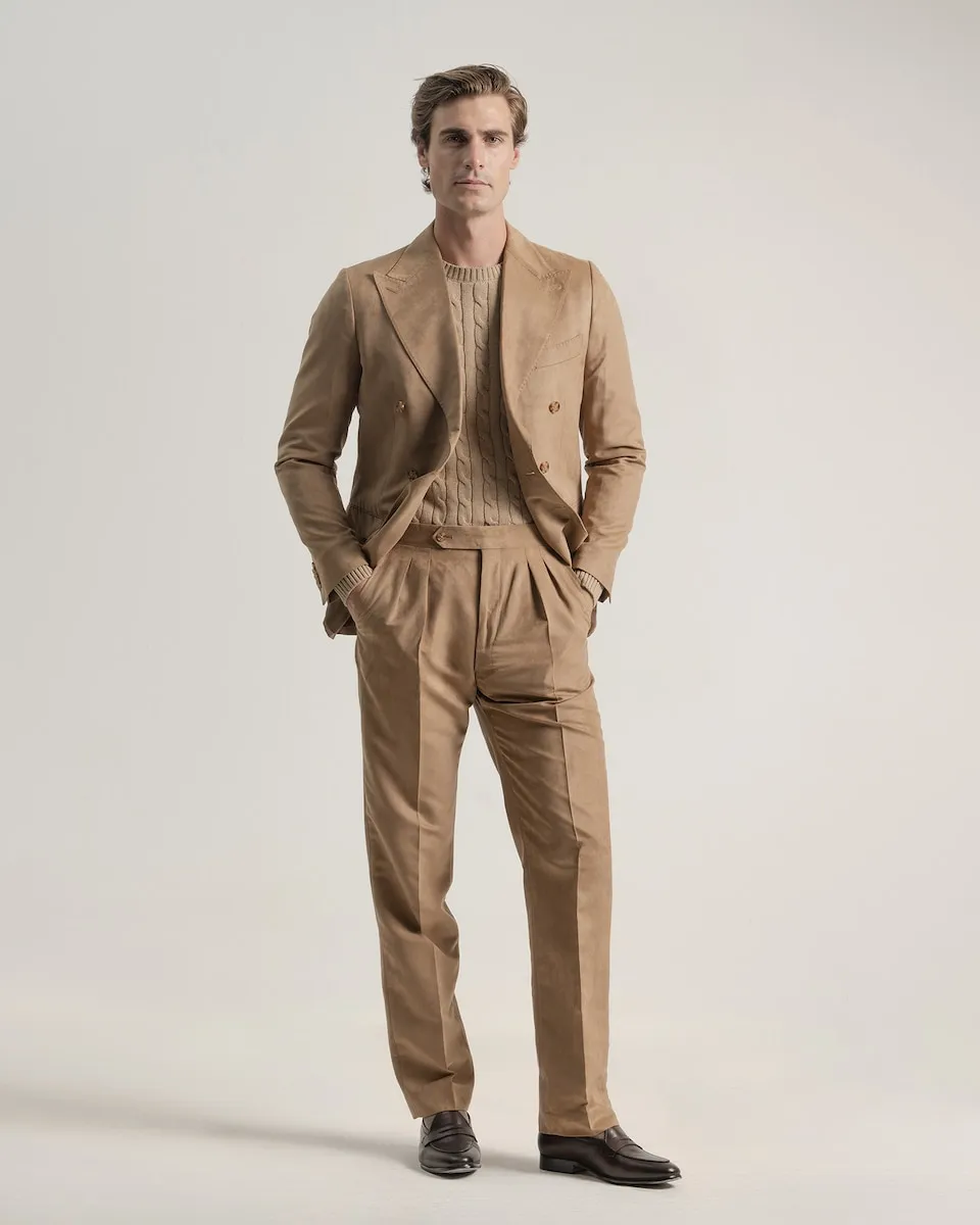 

Мужские брюки свободного кроя из замши PuroEgo, светло-коричневый