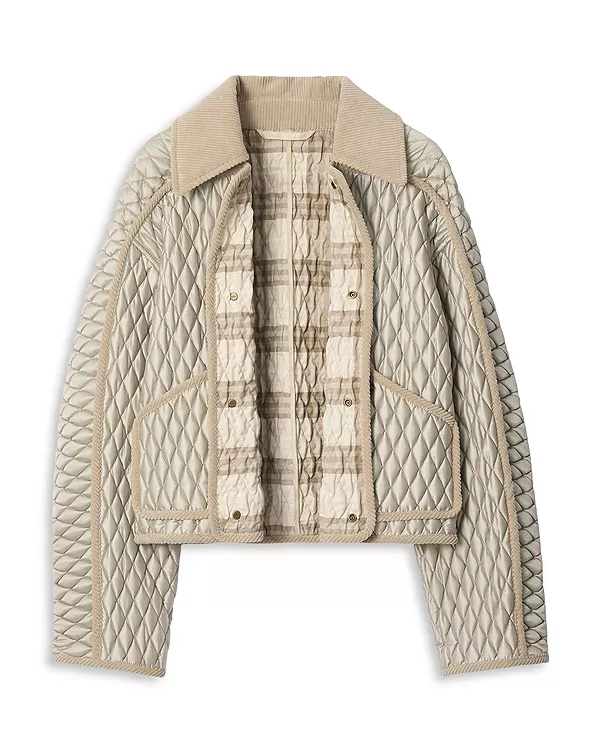 

Укороченная стеганая нейлоновая куртка Floriston Burberry, бежевый