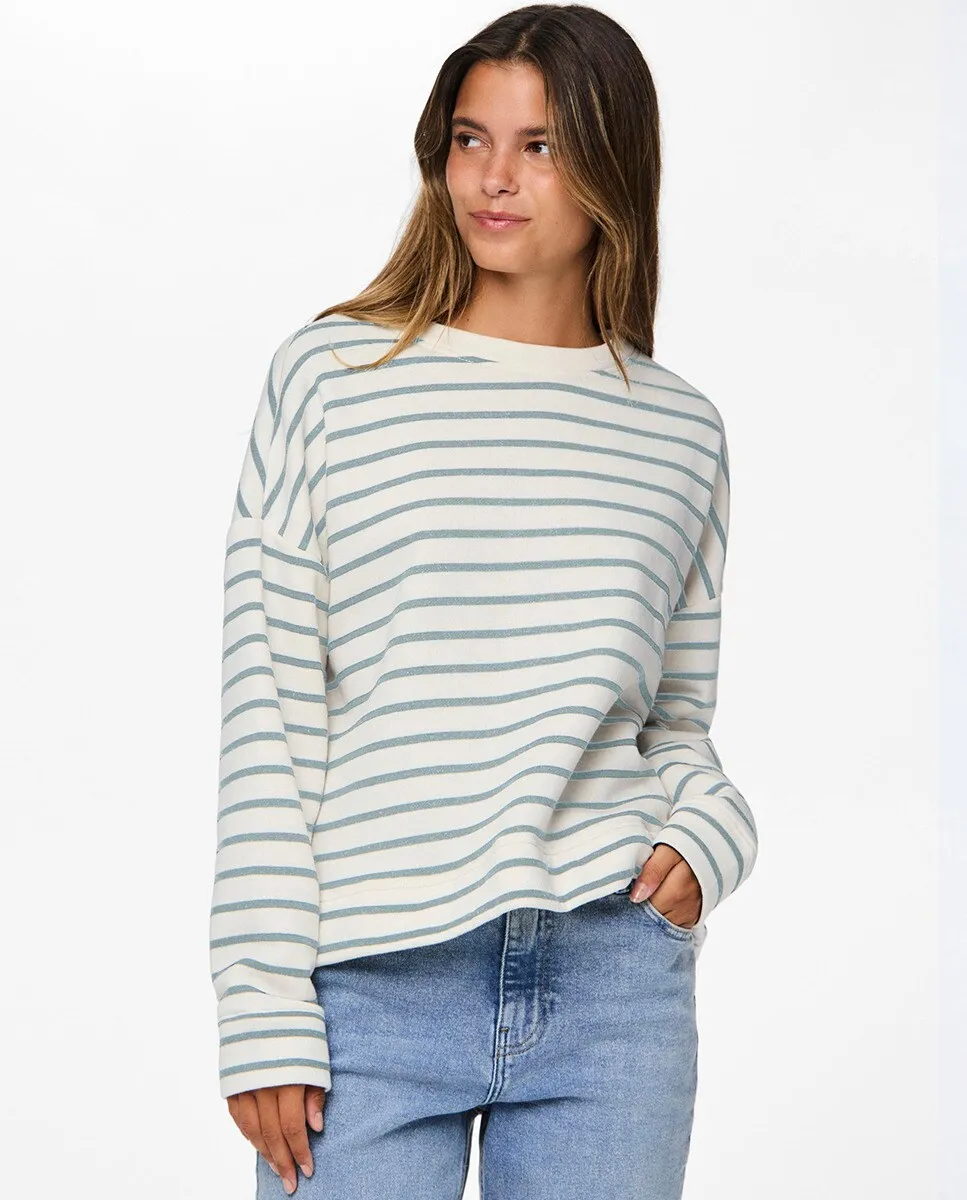 

Женская худи с длинным рукавом в полоску Pieces, светло-голубой