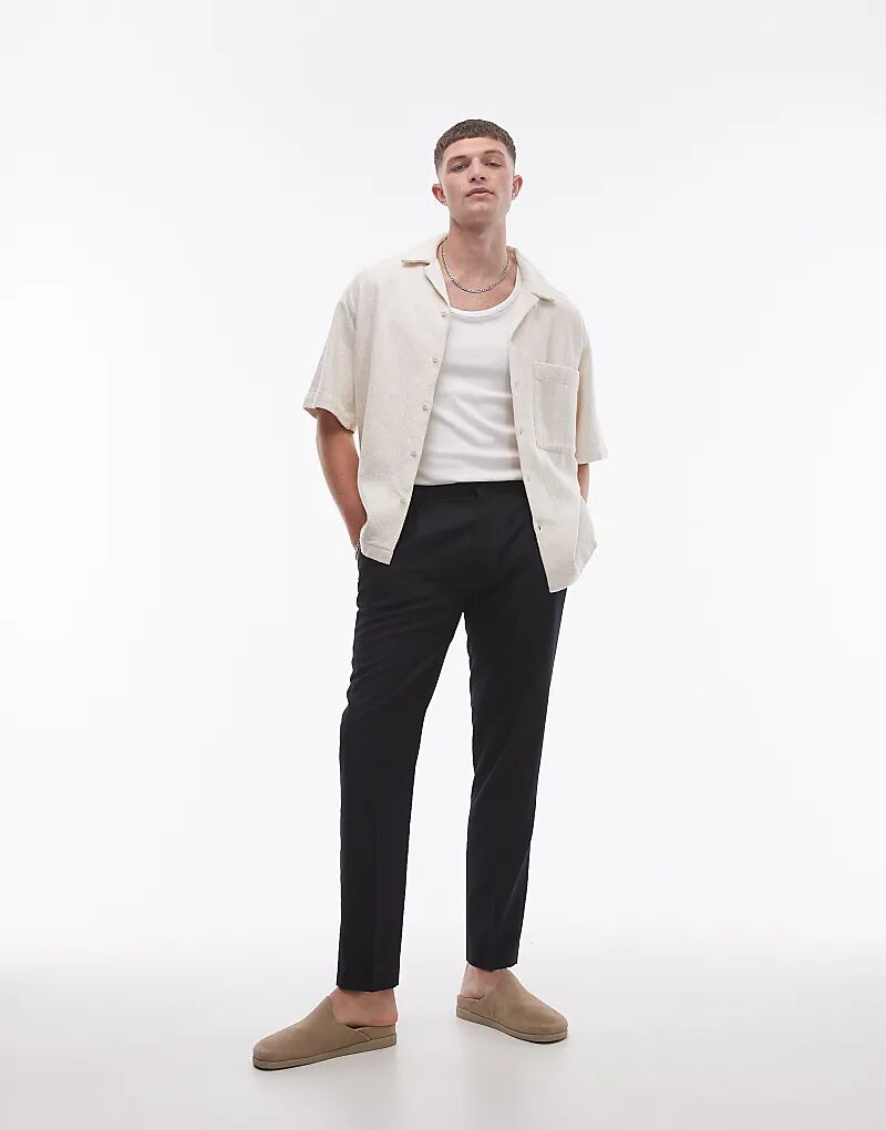 

Зауженные брюки Topman из льняной смеси черного цвета