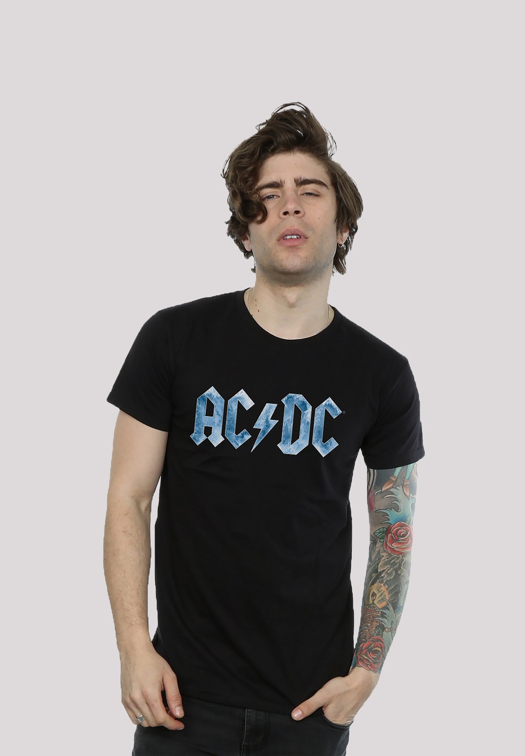 

Футболка с принтом ACDC BLUE ICE LOGO - PREMIUM ROCK METAL MUSIK BAND FAN MERCH FÜR F4NT4STIC, черный
