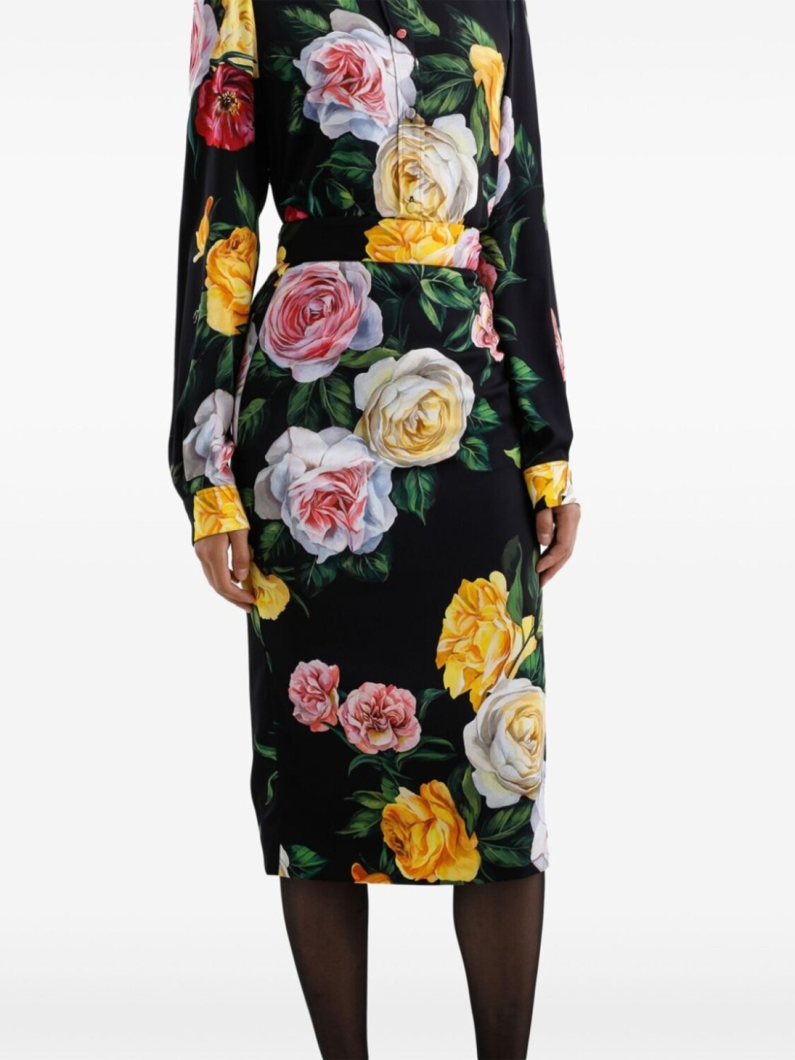 Юбка миди с цветочным принтом Dolce & Gabbana, черный — фото 4