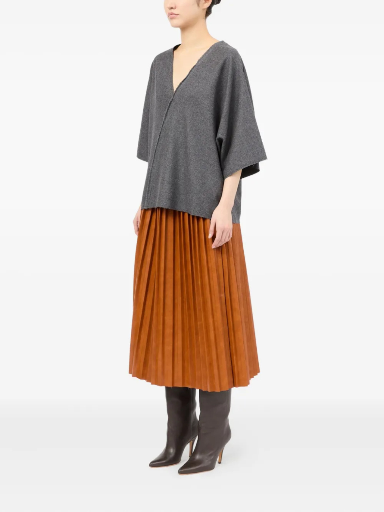MM6 Maison Margiela блузка с необработанными краями, серый — фото 3