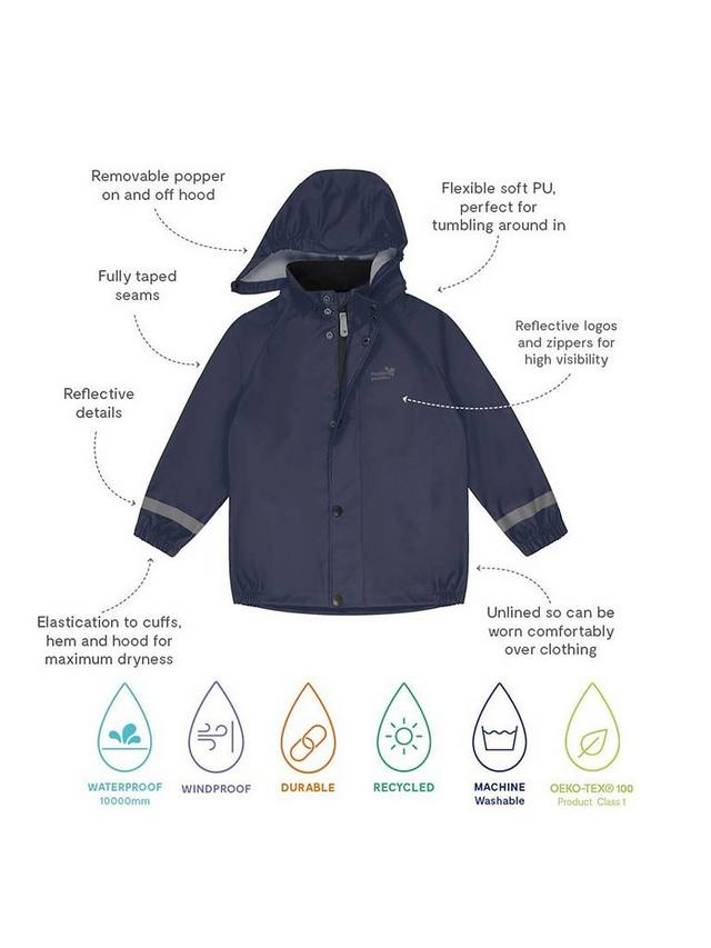 Детская водонепроницаемая куртка для дождливых дней Muddy Puddles, Navy Blue — фото 4