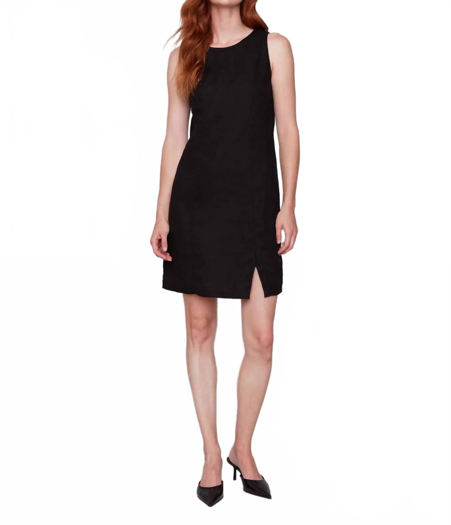 

Черное бесшовное мини-платье из льняной смеси CHARLIE B