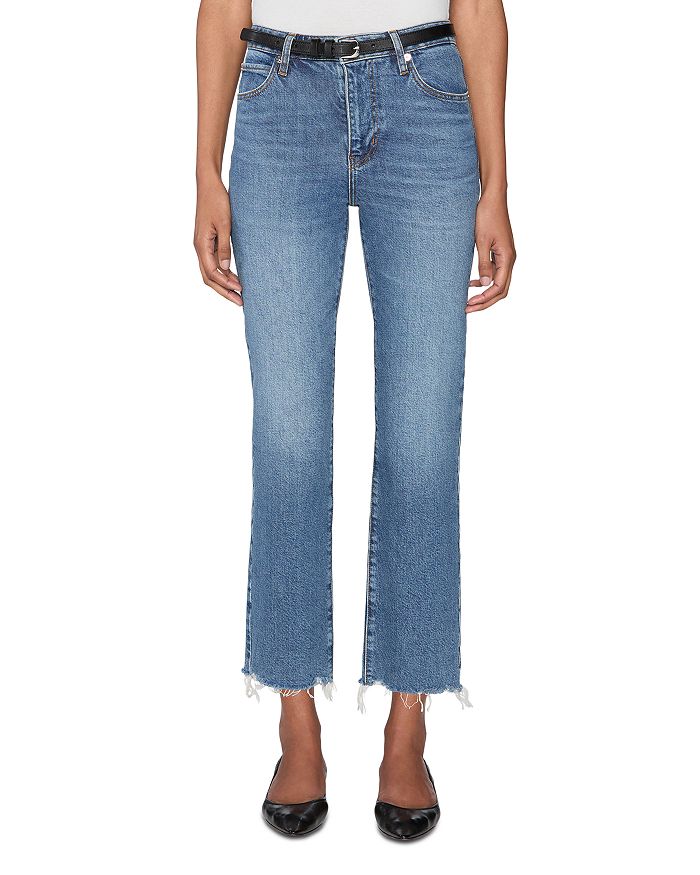 

Укороченные джинсы The Ruler Crop в стиле Stash Destructed Fray FRAME, синий