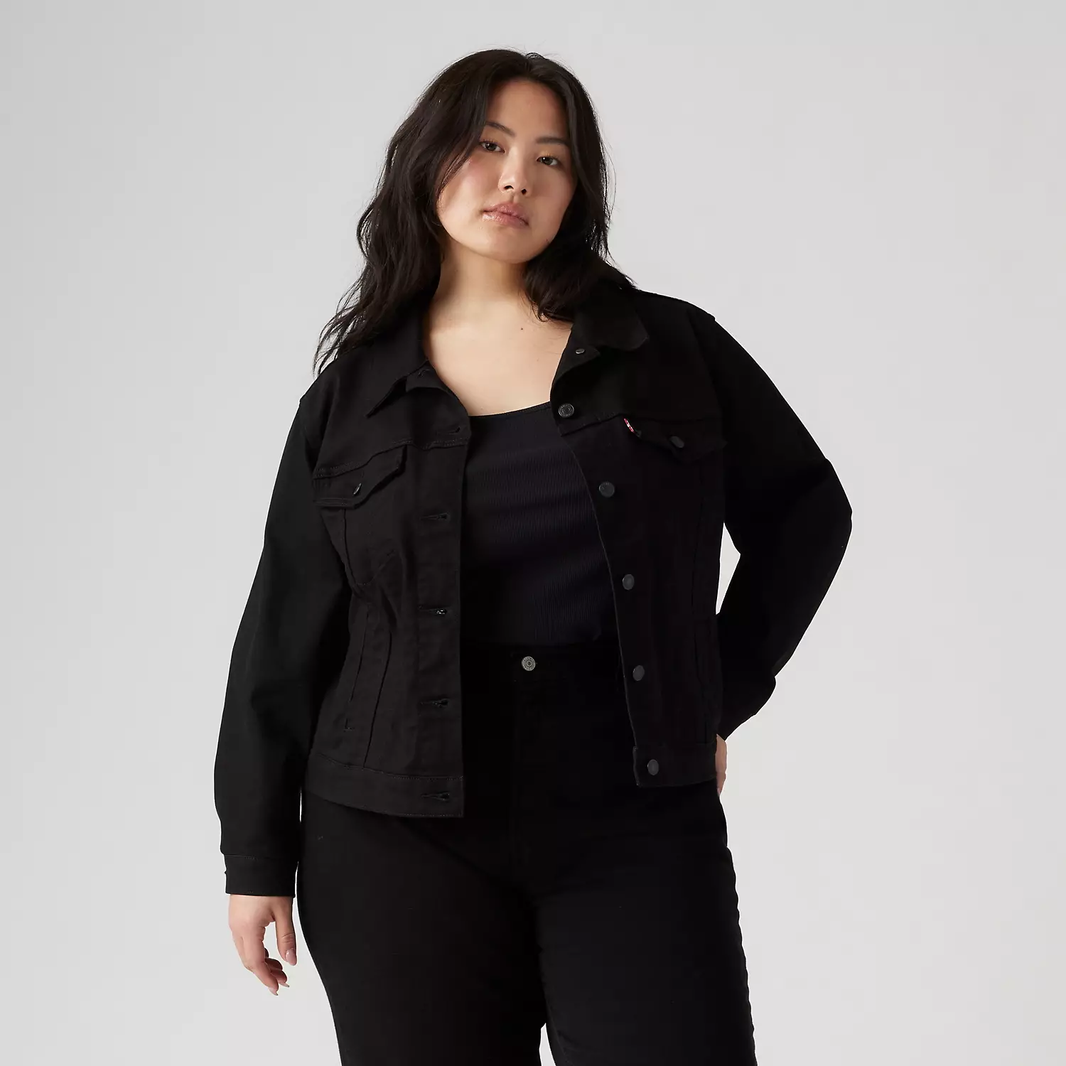 

Оригинальная куртка Sherpa Trucker (размер Plus) Levi's, цвет Black And Black
