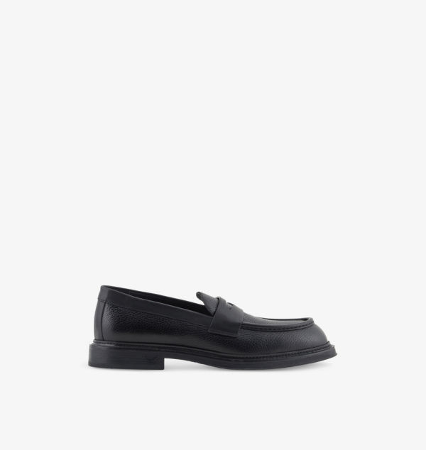 

Мокасины из шагреневой кожи Emporio Armani, цвет nero+nero