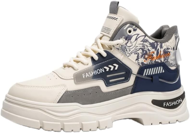 

Модные мужские высокие ботинки Fusecottc- для повседневного использования на улице- подходят для любого сезона- с прочной резиновой подошвой, синий