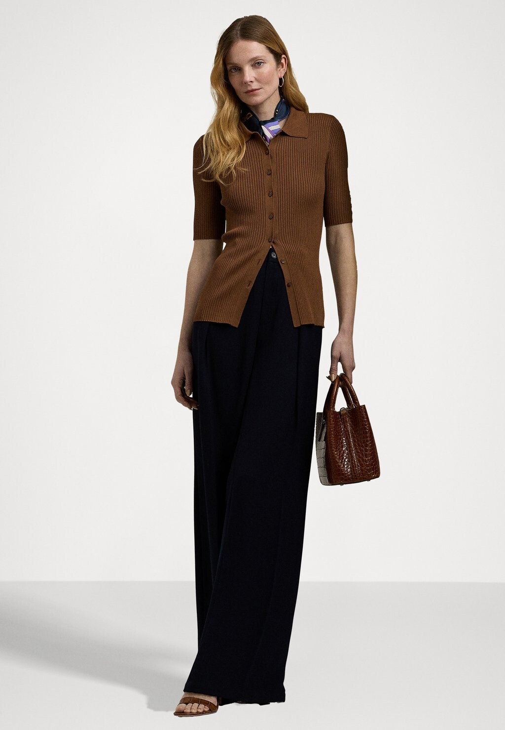 

Кардиган RIB KNIT ELBOW SLEEVE POLO CARDIGAN Ralph Lauren, коньяк