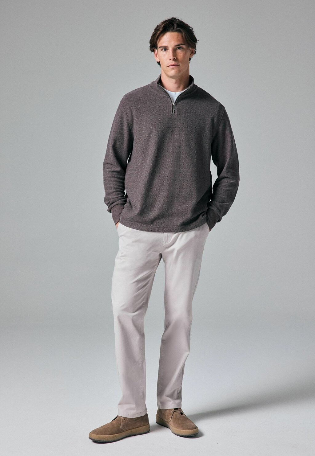 

Джемпер TALL FIT TEXTURED ZIP NECK Next, коричневый