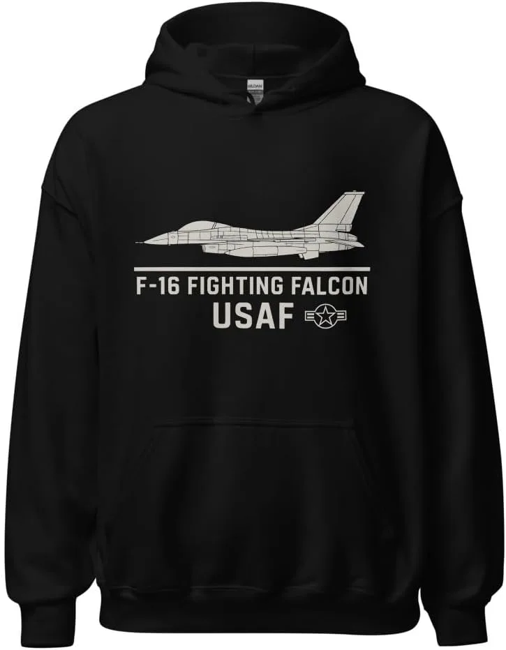 Толстовка USAF F-16 Falcon с принтом истребителя Generic, черный