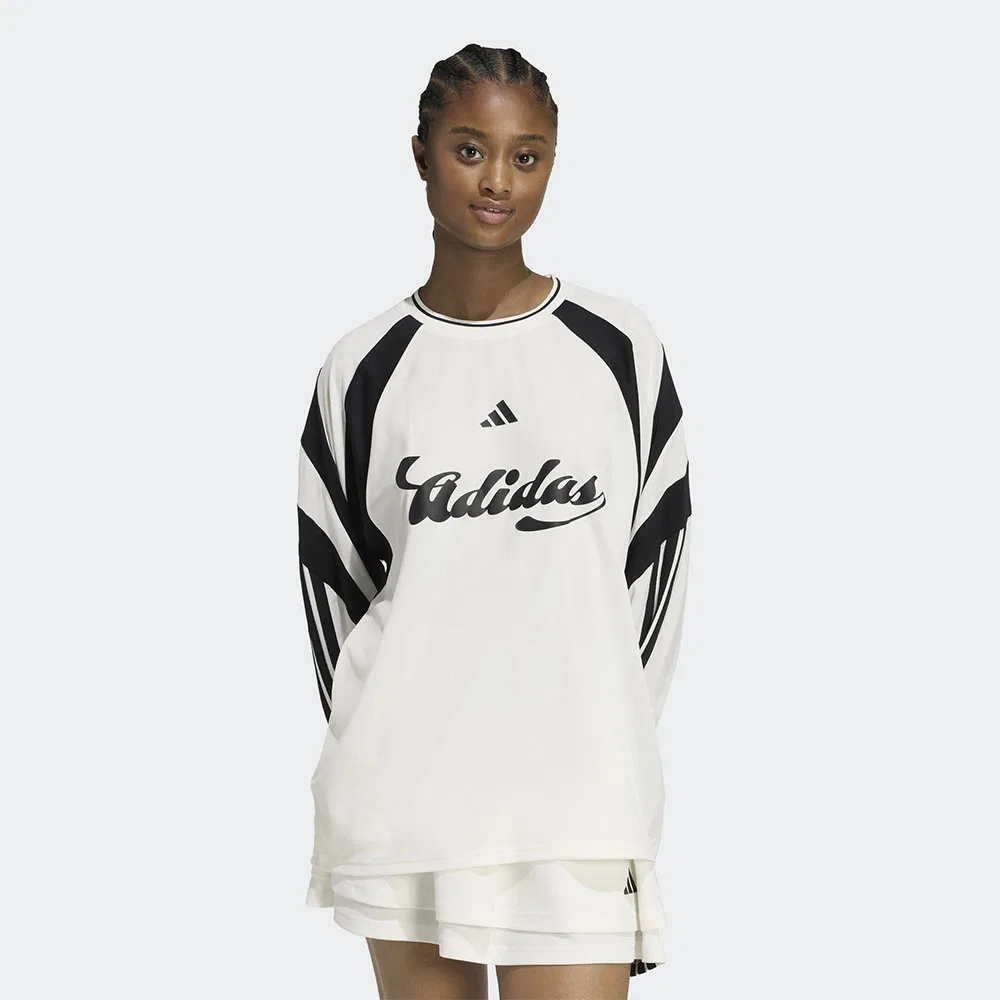 Женская футболка с длинным рукавом House of Tiro, бело-чёрная, от Adidas