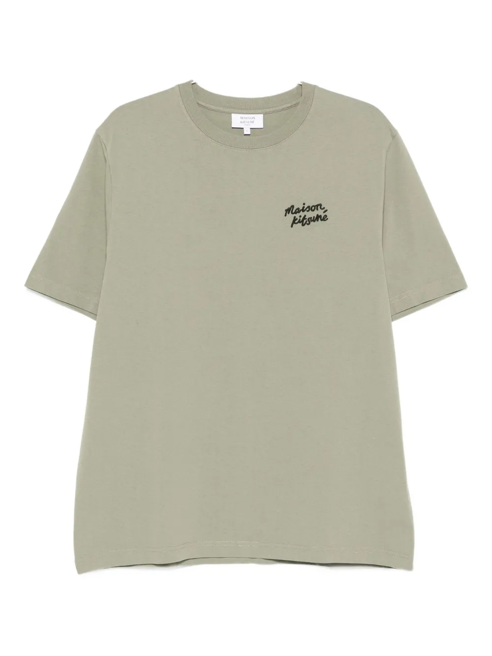 

Хлопковая футболка с вышитым логотипом Maison Kitsuné, зеленый