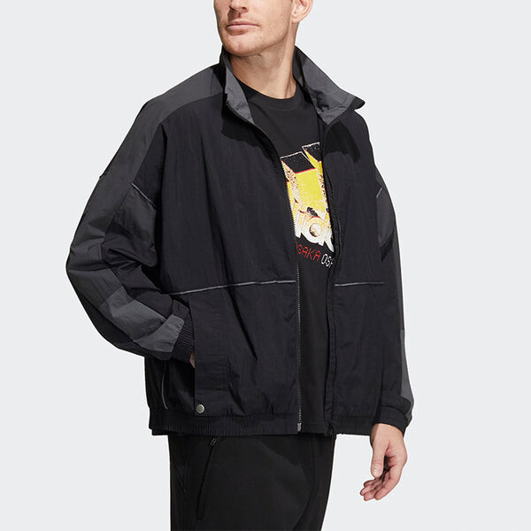 Куртка adidas Contrast Color Stitching Long Sleeves Sports Jacket Black, черный — фото 4