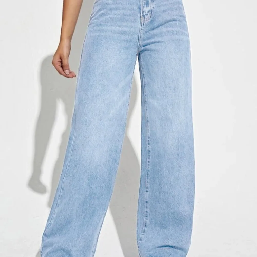 Женские джинсы High Waisted Straight Leg Stretchy, свободные джинсовые брюки с карманами — фото 2