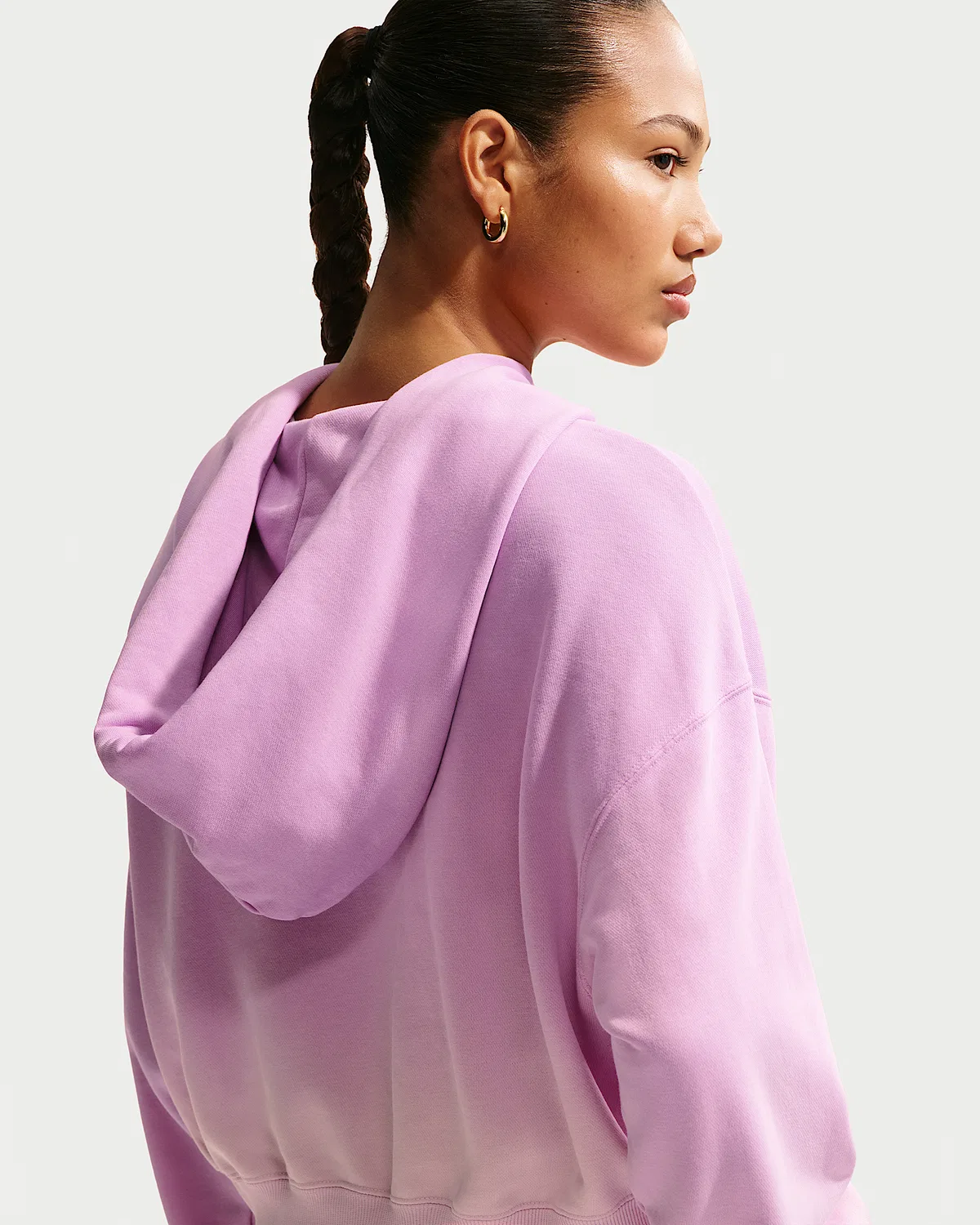 Женский оверсайз худи-поло Nike Sportswear Phoenix Fleece, Pink Foam/Light Magenta/Light Magenta — фото 2