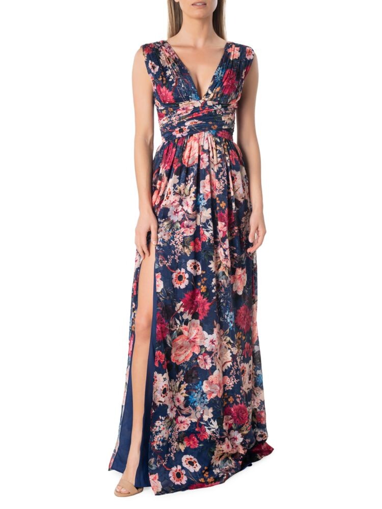 

Плиссированное платье макси с запахом Jaclyn Dress The Population, цвет Navy Multi