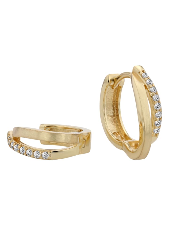 

Adeliás Женские серьги - серьги-кольца на шарнирах из серебра 925 пробы с кубическим цирконием в золоте