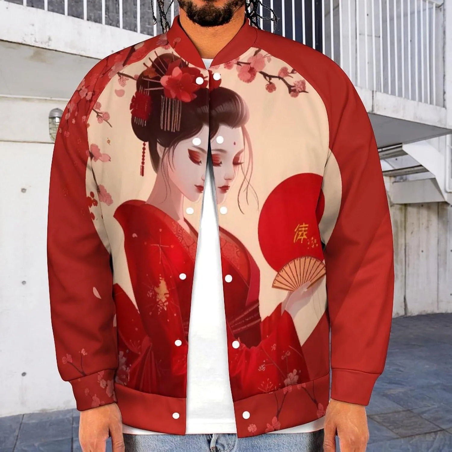 Куртка-бомбер Anime Girl Japanese Geisha мужская легкая бейсбольная куртка Letterman Generic, Style — фото 2