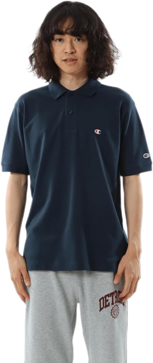 

Мужская рубашка-поло Champion C3-Z358Z/C3-F356, короткий рукав, 100% хлопок, вышивка, логотип One Point, базовый стиль, темно-синий